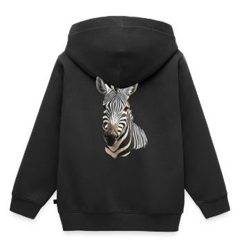 Zebra - Kinder Premium Organic Hoodie - Schwarz - Hinten - AI Model Kid Male (0cm)