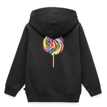 Lolli coloré avec tige - Sweat Premium à capuche enfant bio - noir - Dos - AI Model Kid Male (0cm)