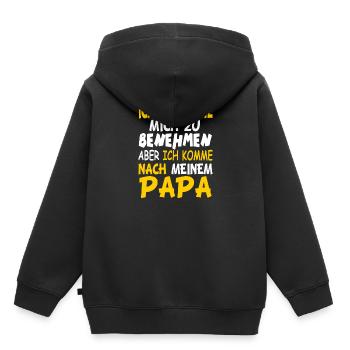 Ich versuche mich zu benehmen aber ich komme nach - Kinder Premium Organic Hoodie - Schwarz - Hinten - AI Model Kid Male (0cm)