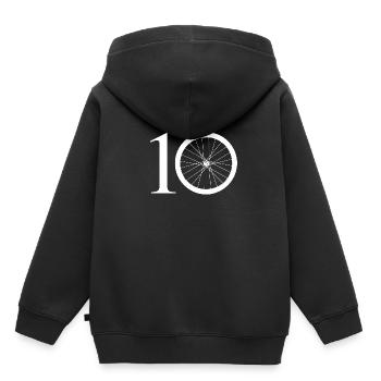 Cadeau pour les cyclistes pour leur 10e anniversaire - Sweat Premium à capuche enfant bio - noir - Dos - AI Model Kid Male (0cm)