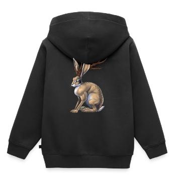 Kryptische Kreatur Jackalope - Kinder Premium Organic Hoodie - Schwarz - Hinten - AI Model Kid Male (0cm)