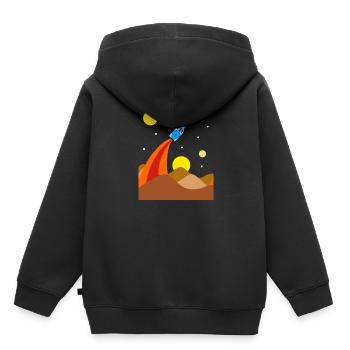 Spaceship Lunar Landscape Space Planets Stars - Kids Premium Organic Hoodie - black - Back - AI Model Kid Male (0cm)