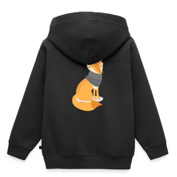 Fuchs mit Schal - Kinder Premium Organic Hoodie - Schwarz - Hinten - AI Model Kid Male (0cm)