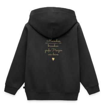 Kleine Menschen brauchen große Herzen - Kinder Premium Organic Hoodie - Schwarz - Hinten - AI Model Kid Male (0cm)