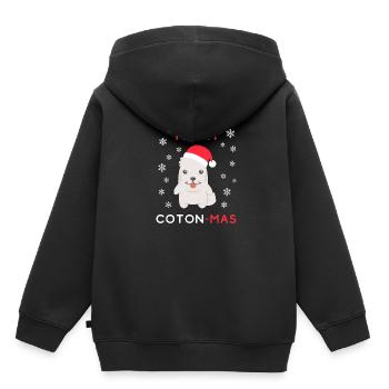 Joyeux Coton Mas - Joyeux Noël Coton de Tulear - Sweat Premium à capuche enfant bio - noir - Dos - AI Model Kid Male (0cm)