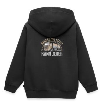 Lastwagen LKW Spedition Geschenk · Hängerzug Elite - Kinder Premium Organic Hoodie - Schwarz - Hinten - AI Model Kid Male (0cm)