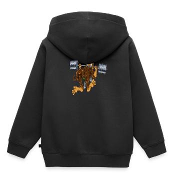 Affe Bankdrücken - Kinder Premium Organic Hoodie - Schwarz - Hinten - AI Model Kid Male (0cm)