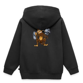 Squat de singe - Sweat Premium à capuche enfant bio - noir - Dos - AI Model Kid Male (0cm)