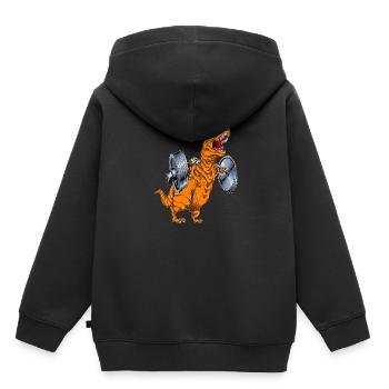 Tyrannosaure Squat - Sweat Premium à capuche enfant bio - noir - Dos - AI Model Kid Male (0cm)