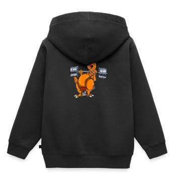 Tyrannosaurus Bankdrücken - Kinder Premium Organic Hoodie - Schwarz - Hinten - AI Model Kid Male (0cm)