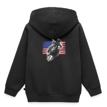 Drapeau Cowboy - Sweat Premium à capuche enfant bio - noir - Dos - AI Model Kid Male (0cm)