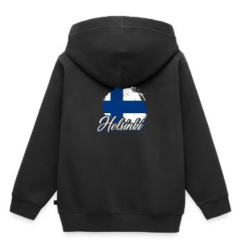 Finlande Helsinki - Sweat Premium à capuche enfant bio - noir - Dos - AI Model Kid Male (0cm)