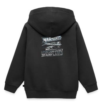 FLugzeug Luftfahrt - Kinder Premium Organic Hoodie - Schwarz - Hinten - AI Model Kid Male (0cm)