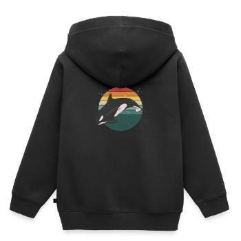 Orque rétro - Sweat Premium à capuche enfant bio - noir - Dos - AI Model Kid Male (0cm)
