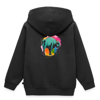Büffel Hörner Tiere - Kinder Premium Organic Hoodie - Schwarz - Hinten - AI Model Kid Male (0cm)