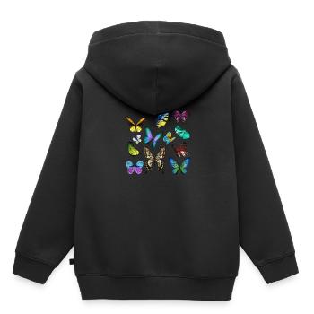 Papillon insecte cocon - Sweat Premium à capuche enfant bio - noir - Dos - AI Model Kid Male (0cm)