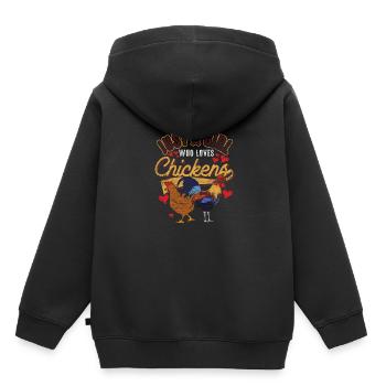 Fille de poulet - Sweat Premium à capuche enfant bio - noir - Dos - AI Model Kid Male (0cm)