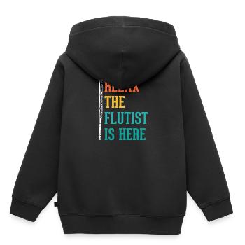 Flöte - Kinder Premium Organic Hoodie - Schwarz - Hinten - AI Model Kid Male (0cm)