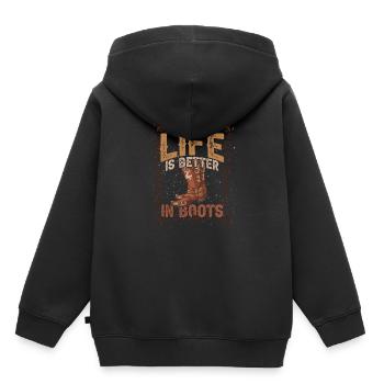 Pays de Cowboy - Sweat Premium à capuche enfant bio - noir - Dos - AI Model Kid Male (0cm)