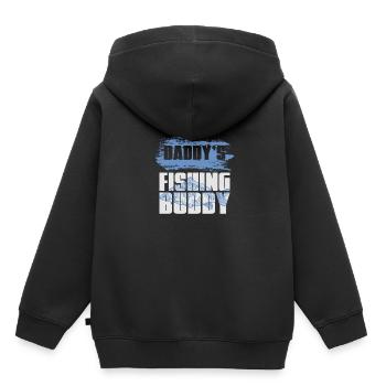 Fischen Angelrute - Kinder Premium Organic Hoodie - Schwarz - Hinten - AI Model Kid Male (0cm)