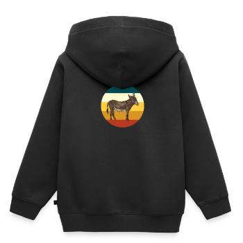 Âne rétro - Sweat Premium à capuche enfant bio - noir - Dos - AI Model Kid Male (0cm)