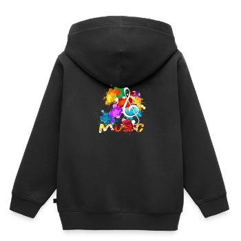 Compositeur musicien Clef - Sweat Premium à capuche enfant bio - noir - Dos - AI Model Kid Male (0cm)