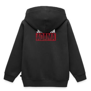 Manifestations du juge Pour Adama - Sweat Premium à capuche enfant bio - noir - Dos - AI Model Kid Male (0cm)