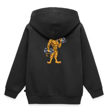 Biceps tigre - Sweat Premium à capuche enfant bio - noir - Dos - AI Model Kid Male (0cm)