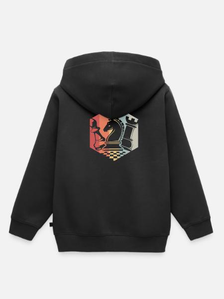 Retro Schach - Kinder Premium Organic Hoodie - Schwarz