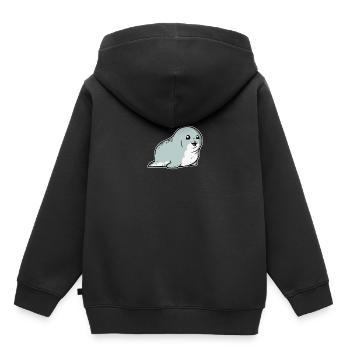 Phoque doux phoque cadeau phoque phoque - Sweat Premium à capuche enfant bio - noir - Dos - AI Model Kid Male (0cm)