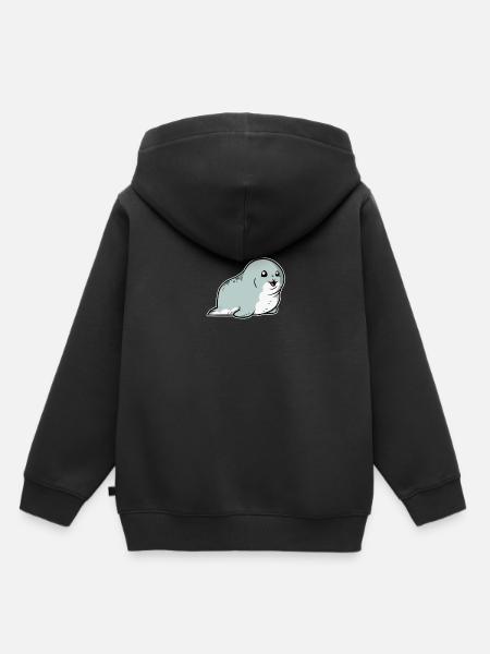 Phoque doux phoque cadeau phoque phoque - Sweat Premium à capuche enfant bio - noir