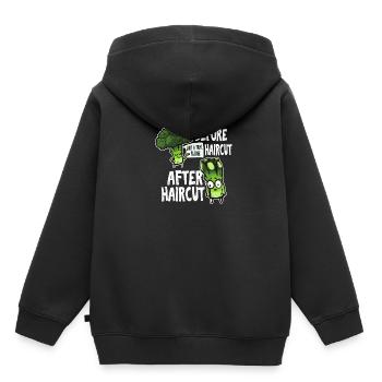 Fun Vorher Und Nach Dem Haarschnitt Geschenkidee - Kinder Premium Organic Hoodie - Schwarz - Hinten - AI Model Kid Male (0cm)