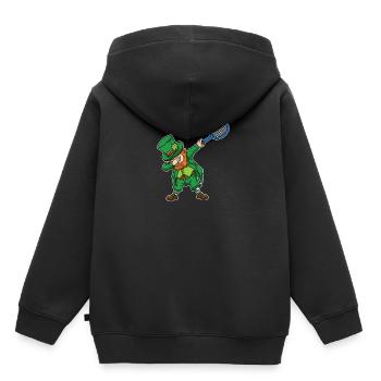 Dabbing Leprechaun Tennis Geschenkidee - Kinder Premium Organic Hoodie - Schwarz - Hinten - AI Model Kid Male (0cm)