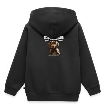 Deutsch Kurzhaar Hört Hervorragend Ist Ihm Nur - Kinder Premium Organic Hoodie - Schwarz - Hinten - AI Model Kid Male (0cm)