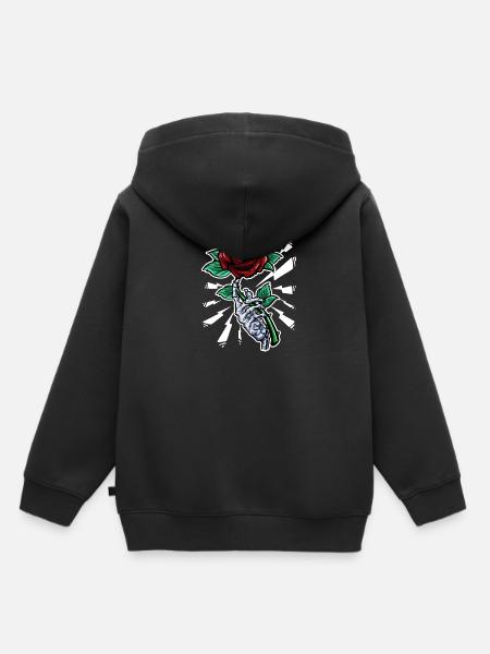 Tattoo Skelett Rose Blumen Körperkunst - Hoodie Premium barn ekologisk - svart