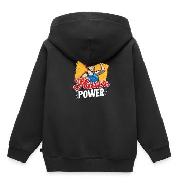Flour Power Baking Pastry Chef Funny Baker - Kids Premium Organic Hoodie - black - Back - AI Model Kid Male (0cm)