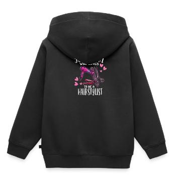 Juste une fille qui aime être coiffeuse - Sweat Premium à capuche enfant bio - noir - Dos - AI Model Kid Male (0cm)