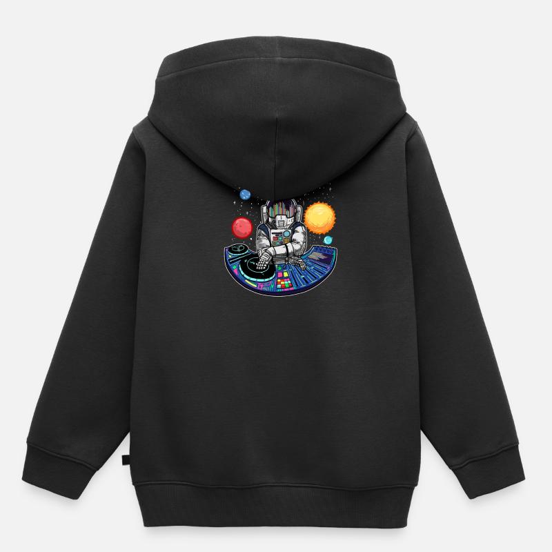 Techno Music Astronaut DJ Electro Music Beat - Sweat Premium à capuche enfant bio - noir