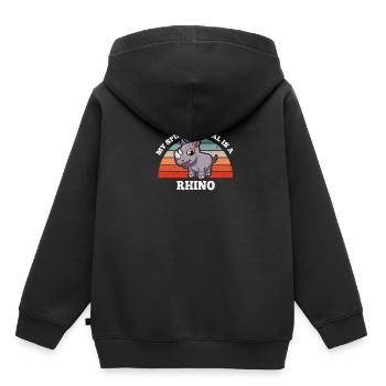 Rhinocéros Pachydermes Mon animal spirituel est un rhinocéros - Sweat Premium à capuche enfant bio - noir - Dos - AI Model Kid Male (0cm)