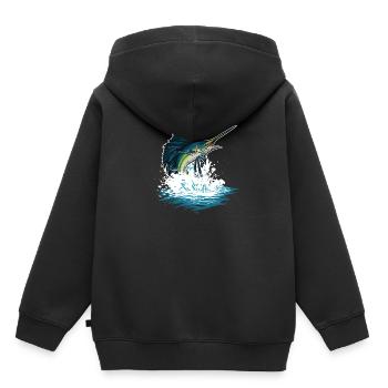 Poisson d’eau profonde Créatures marines Espadon Océan - Sweat Premium à capuche enfant bio - noir - Dos - AI Model Kid Male (0cm)