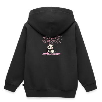 Japanische Kirschblüte Panda Pandabär Japan Blüte - Kinder Premium Organic Hoodie - Schwarz - Hinten - AI Model Kid Male (0cm)