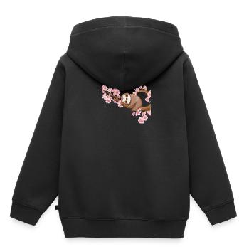 Faultier Kirschblüte Japan Liebhaber Kirschbaum - Kinder Premium Organic Hoodie - Schwarz - Hinten - AI Model Kid Male (0cm)