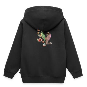 Art japonais Oiseau Pêcher Fleur de Cerisier - Sweat Premium à capuche enfant bio - noir - Dos - AI Model Kid Male (0cm)