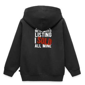 Agent immobilier Courtier Courtier Maison Vendeur - Sweat Premium à capuche enfant bio - noir - Dos - AI Model Kid Male (0cm)