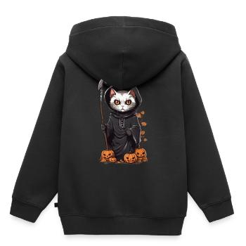 Mignon Halloween Cat Druide Costume - Sweat Premium à capuche enfant bio - noir - Dos - AI Model Kid Male (0cm)