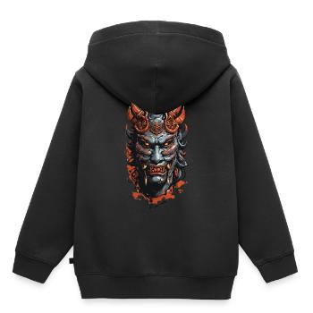 Dämonische Oni Maske Halloween Horror Design - Kinder Premium Organic Hoodie - Schwarz - Hinten - AI Model Kid Male (0cm)