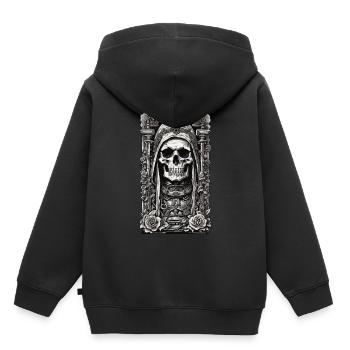 Gothic Elegance Skeleton Vintage Monument - Sweat Premium à capuche enfant bio - noir - Dos - AI Model Kid Male (0cm)