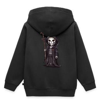 Niedlicher Skelett Magier Halloween Magie - Kinder Premium Organic Hoodie - Schwarz - Hinten - AI Model Kid Male (0cm)