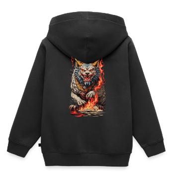 Feuer Yokai Löwe Vintage Ukiyo-e Art Style - Kinder Premium Organic Hoodie - Schwarz - Hinten - AI Model Kid Male (0cm)