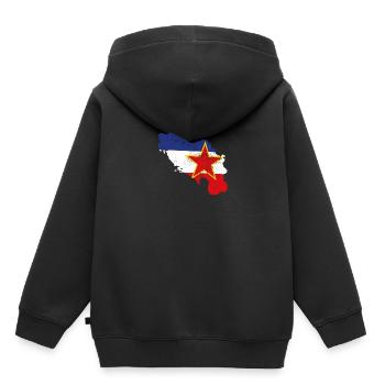 Idée cadeau nostalgie des Balkans Yougoslavie - Sweat Premium à capuche enfant bio - noir - Dos - AI Model Kid Male (0cm)